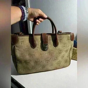 DOONEY & BOURKE Vintage Double Handle Signature Tan Canvas